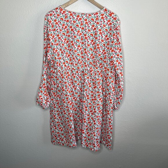 Boden Womens Ditzy Floral Print V Neck Linen Long Sleeve Dress 14L - Picture 9 of 12